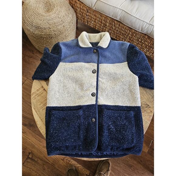 Current Seen Vintage Teddy Sherpa Jacket Women's Size S Oversized Colorblock - Picture 2 of 7